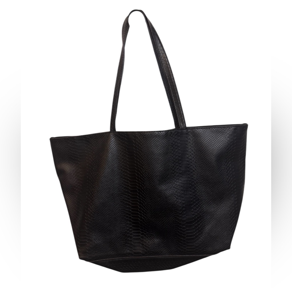 Exclusive For Bloomingdale’s Large Black Shoulder Tote Bag Faux Leather